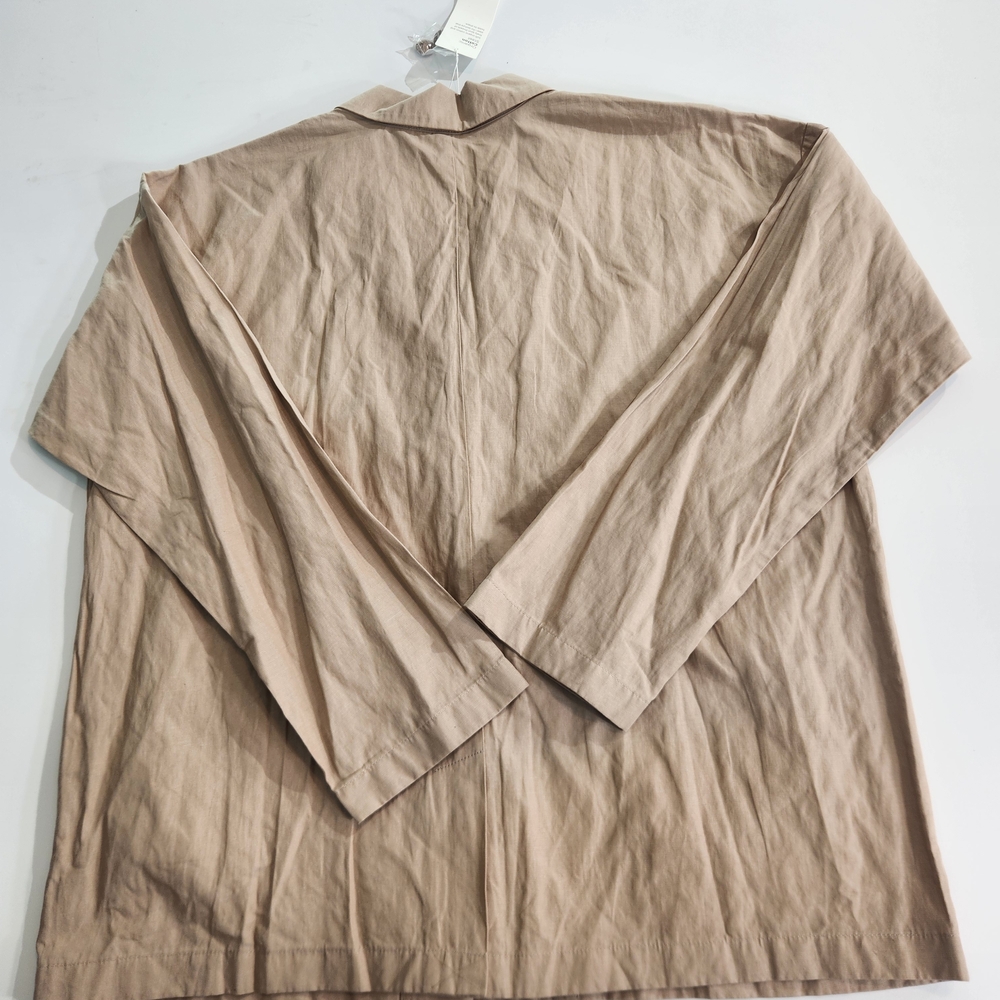 Eileen Fisher Women's Size L Oversized jacket Tan Organic Cotton Blend 01 - Picture 3 of 14